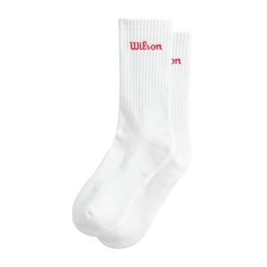 Wilson Unisex Crew Logo Sock - Bright White/Infrared